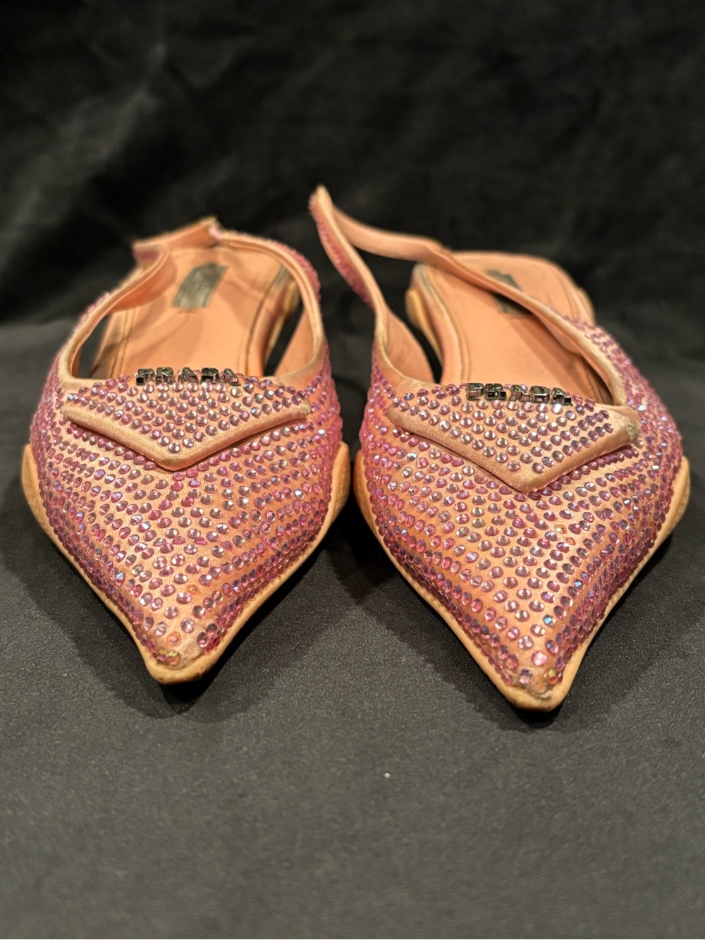 Prada Pink Crystal Embellished Slingback Kitten Heels - Picture 8 of 15